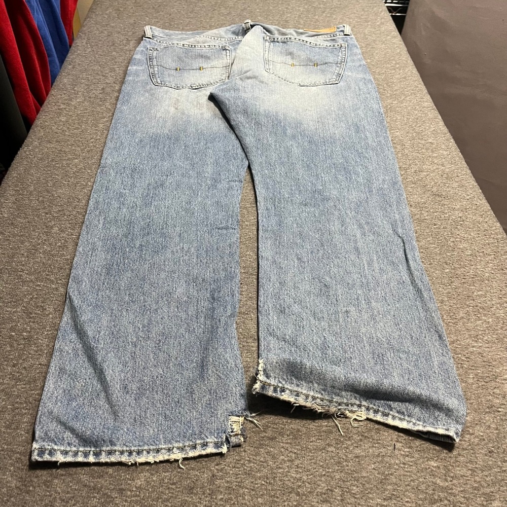 Polo Ralph Lauren Authentic Dungarees Mens 36x30 Light Wash Distressed Jeans